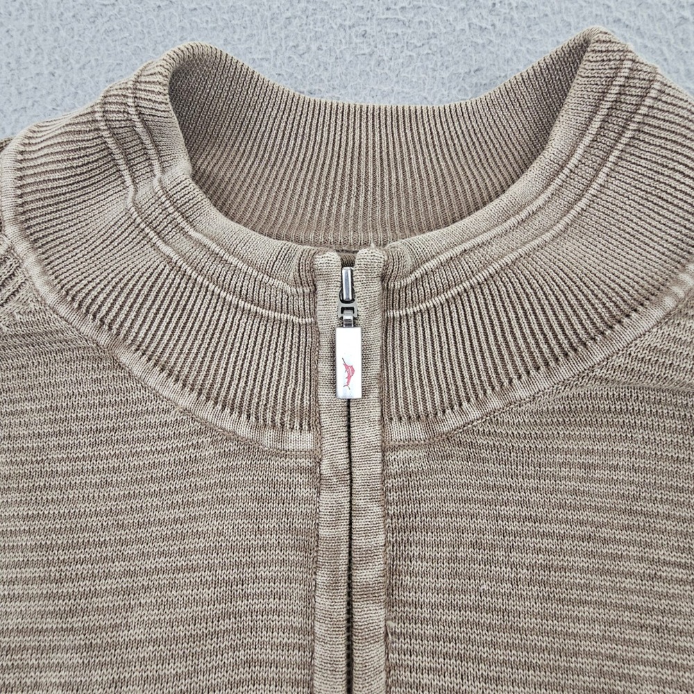 Tommy Bahama Relax Pullover Men 3XB Brown Cotton Ribbed Quarter Zip Sweater - Picture 4 of 7